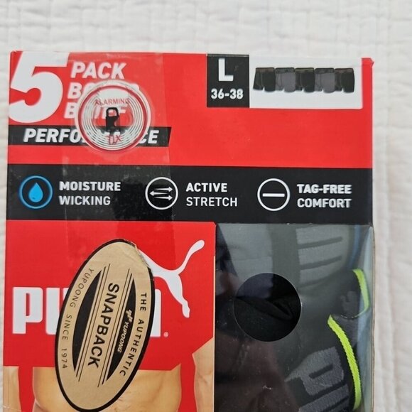 Puma 5 Pack Boxer Briefs Men's L (36-38) Grey Black Tag Free Fast Dry Stretch - Picture 4 of 11